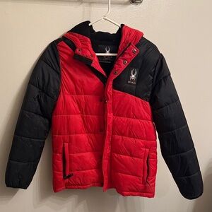 Spyder Kids Puffer Jacket in Red and Black